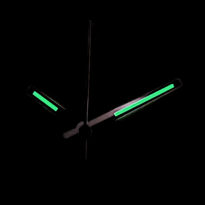 Silver NH35 replacement watch hand set with green accents, compatible with watch repair tools and clock movements.
