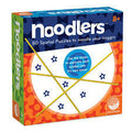 Blue and orange square box with white text and an illustration of yellow sticks dividing blue stars in a white circle.
