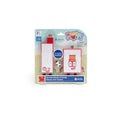 Tall and wide red and white block figures in a clear retail pack with a miniature soccer ball.