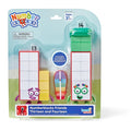 Numberblocks 13 and 14 block-style figures and a rainbow skateboard accessory in original blue and white packaging.