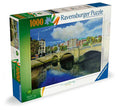 Box for a 1000-piece puzzle showing a painting of O'Connell Bridge and city buildings reflected in a Dublin river.
