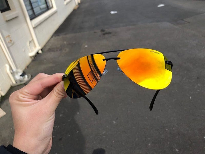 Dealonlinenz HD polarized orange mirror lens sunglasses with anti-blue ray and hydrophobic coating, stylish and protective eyewear.