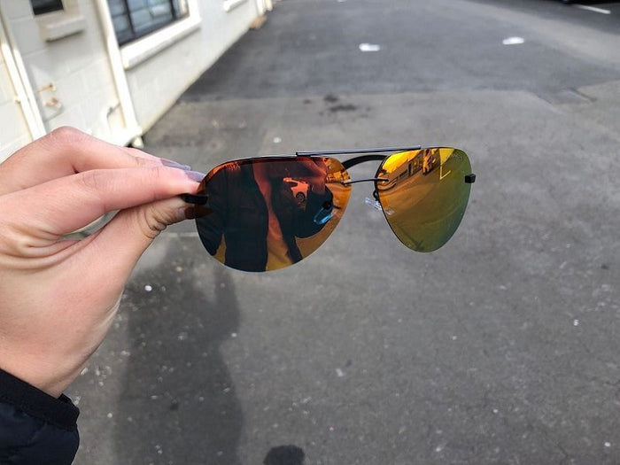 Dealonlinenz sunglasses with orange mirror HD polarized lenses, anti-blue ray, hydrophobic coating, stylish outdoor eyewear