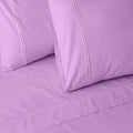 Organic cotton coloured sheet set in orchid with embroidered detail, 250 thread count, by Whites of London NZ.