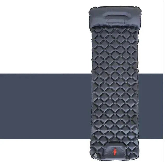 Royal blue Mead's Supply & Equipment Outfitters inflatable camping sleeping pad with built-in pillow, lightweight outdoor camping mat, 190x60cm.