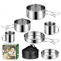 ECOTREK outdoor cookware set made of 304 stainless steel with camping utensils, ideal for outdoor cooking and camping adventures.