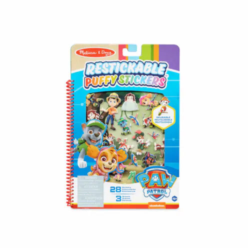 Spiral-bound PAW Patrol Puffy Sticker activity pad featuring 28 reusable jungle-themed stickers and three play scenes.