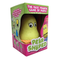 Green and pink Pear Shaped game box featuring a yellow pear-shaped toy with eyes and game illustrations.