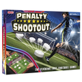 Penalty Shootout game box featuring a footballer kicking white discs and an inset of hands playing on a green pitch.