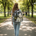 Clear front pet backpack carrier for dogs and cats by dealonline.co.nz, showcasing a comfortable travel bag with transparent front panel.