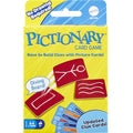 Yellow box for a card game showing red cards with white drawings of a stick figure and waves for a diving board clue.