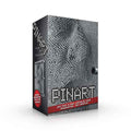 Black and grey box for a pin art toy featuring a silver face impression made of pins and a red banner at the bottom.