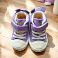 Happy Feet NZ plush high-tops in soft fabric with secure fit, designed for playful comfort and style in children's footwear.