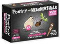 Black game box for Poetry for Neanderthals NSFW Edition with pink accents, caveman art, and an inflatable club.
