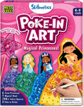 Pink craft kit box showing princesses with textured fabric dresses created by poking fabric into foam shapes.