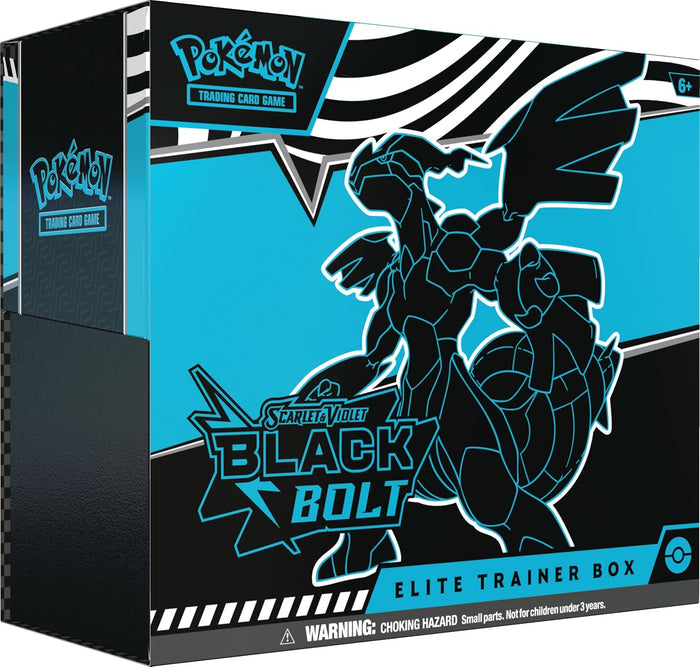 Teal and black box featuring a large silhouette of Zekrom with Scarlet & Violet Black Bolt and Pokemon TCG logos.