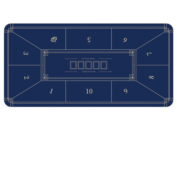 DealOnline.co.nz Texas Hold'em poker table mat for 10 players, 180cm x 90cm anti-slip rubber gaming surface.