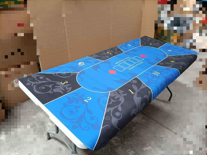 Dealonline.co.nz Texas Hold'em poker table mat for 10 players, 240cm x 130cm, anti-slip rubber surface, ideal for poker games