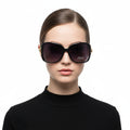 Black polarized lens flower deco sunglasses with stylish floral design, perfect for sun protection and fashion.