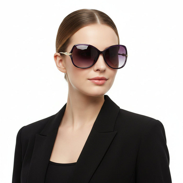 Purple Dealonline.nz polarized sunglasses with rhinestone decoration and stylish frame, featuring tinted lenses for UV protection.
