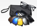 Dealonlinenz polarized sunglasses with changeable color lenses, featuring sleek black frames and reflective lens surfaces.