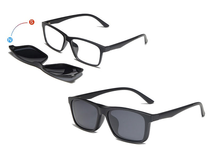 Dealonlinenz polarized sunglasses with changeable colour lenses, featuring sleek black frames and adjustable arms.