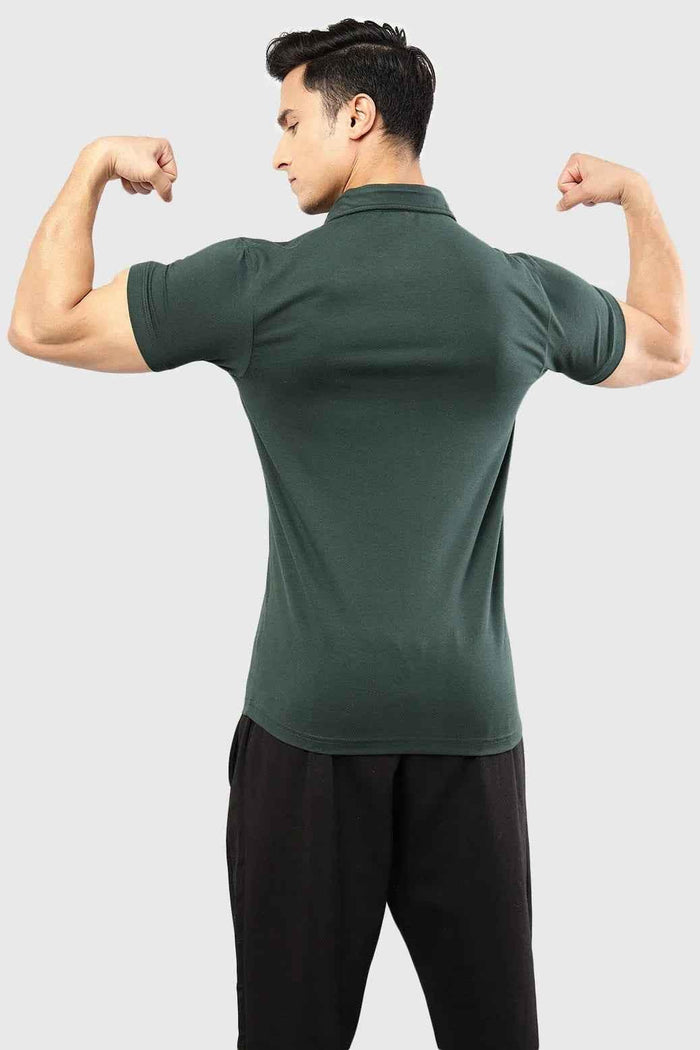 Green Polo T-shirt by Fuaark NZ, casual men's T-shirt with a classic collar and short sleeves, made from comfortable fabric.