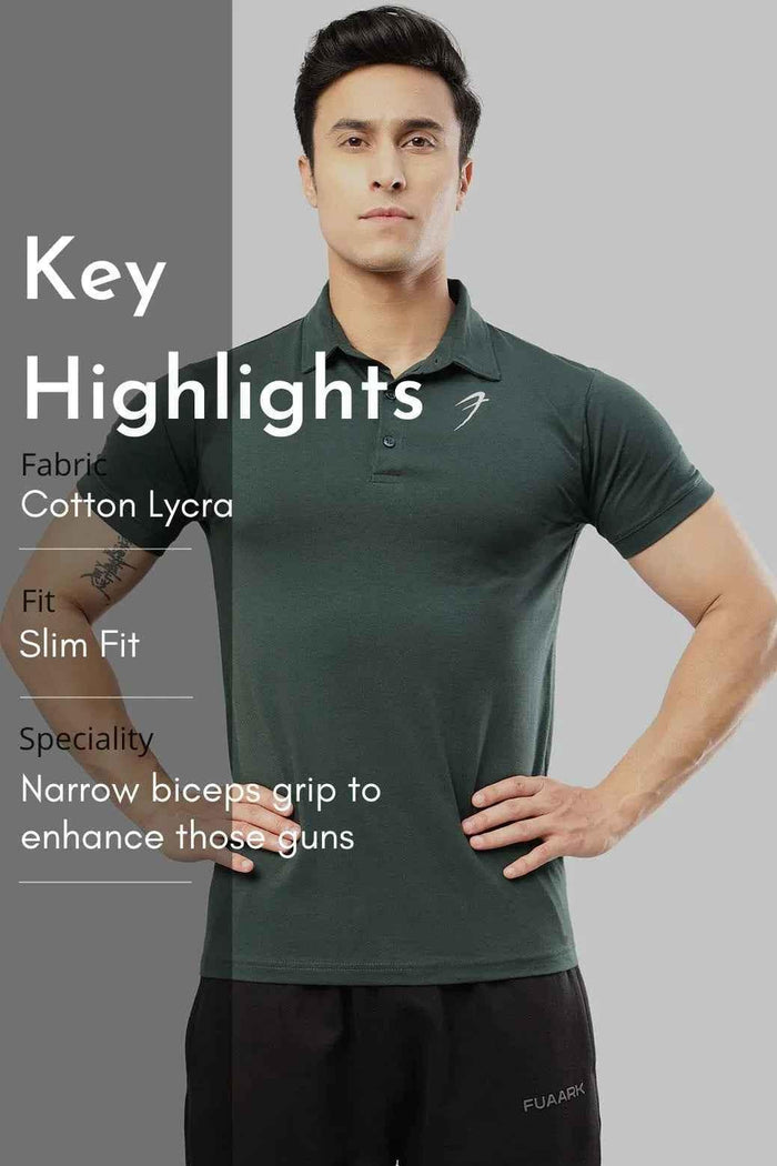 Green Polo T-shirt from Fuaark Nz, casual short-sleeve T-shirt with a classic collar and fitted style.