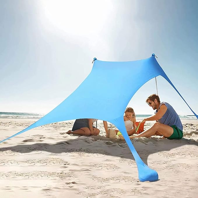 ECOTREK portable beach canopy sun shade awning with lightweight design and adjustable support poles for outdoor shade.