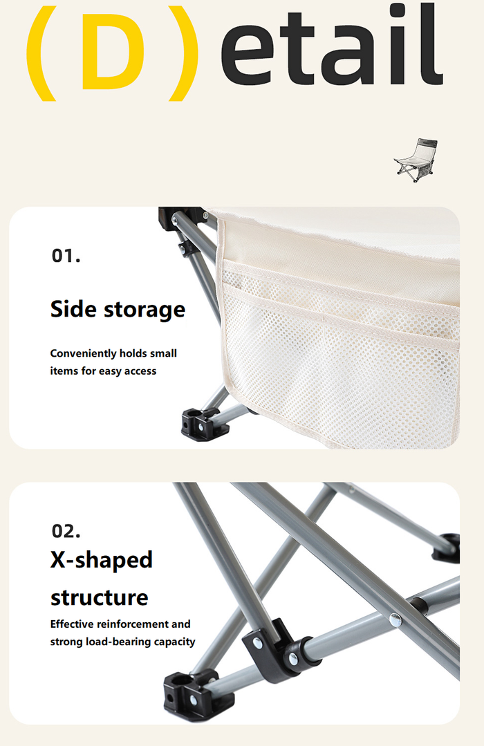 Black ECOTREK portable folding beach chair with enhanced size and comfort, featuring a sturdy frame and cushioned seat for outdoor relaxation.