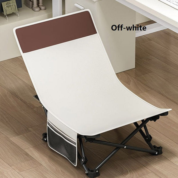 Gray ECOTREK portable folding beach chair, suitable for outdoor and office use, with a compact, lightweight design.