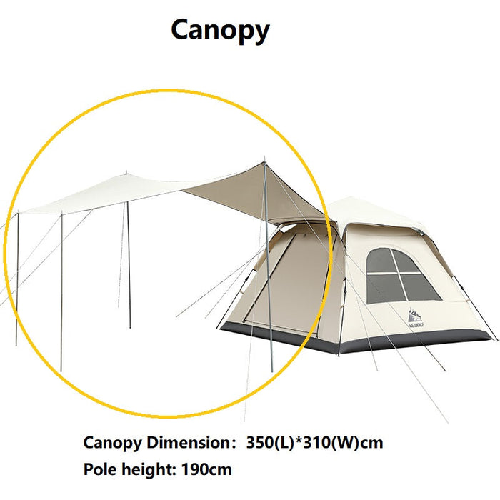 ECOTREK portable waterproof camping tent with canopy, fully automatic, white, ideal for all-season outdoor camping.
