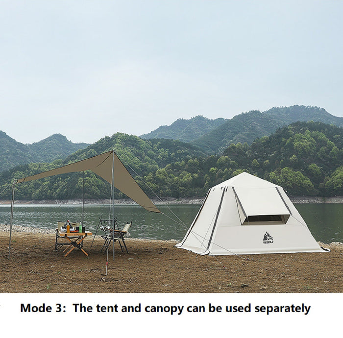 ECOTREK portable waterproof camping tent with canopy, fully automatic, ideal for all-season outdoor camping.