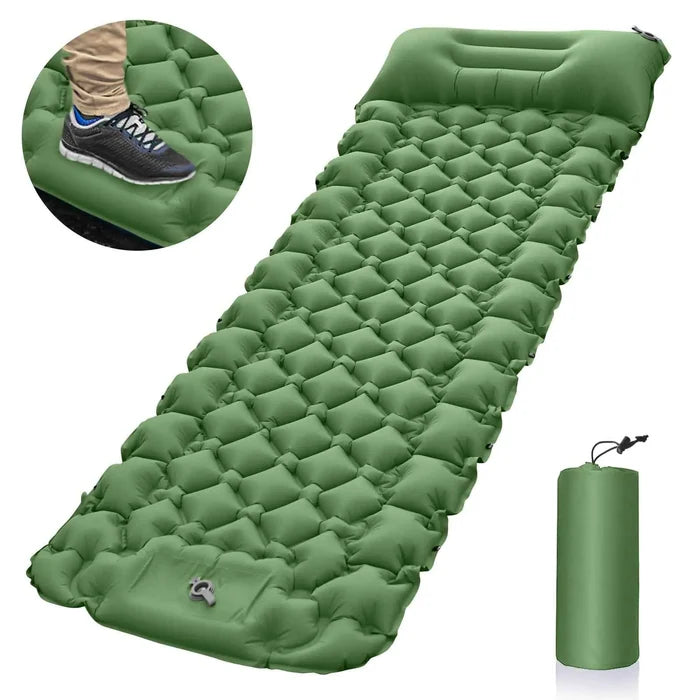 Mead's Supply portable inflatable camping mattress in orange, 196x68x8cm, lightweight, moisture-proof sleeping pad for camping.