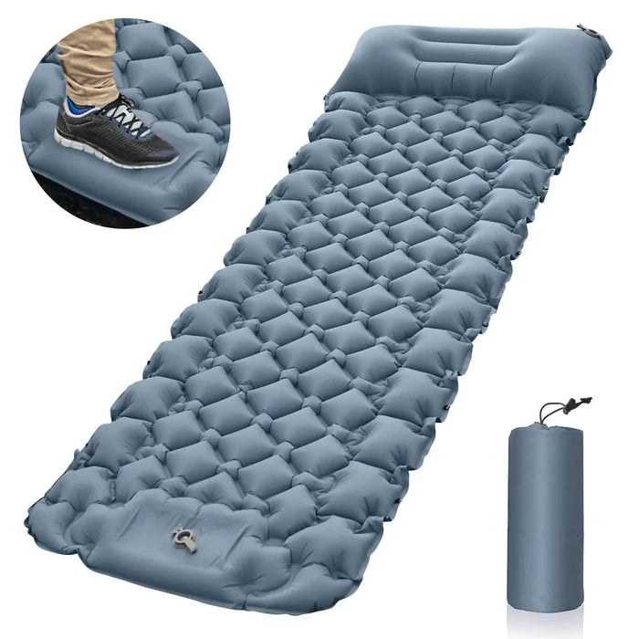 Orange portable inflatable camping mattress by Mead's Supply & Equipment Outfitters, 196x68x8cm lightweight moisture-proof sleeping pad.
