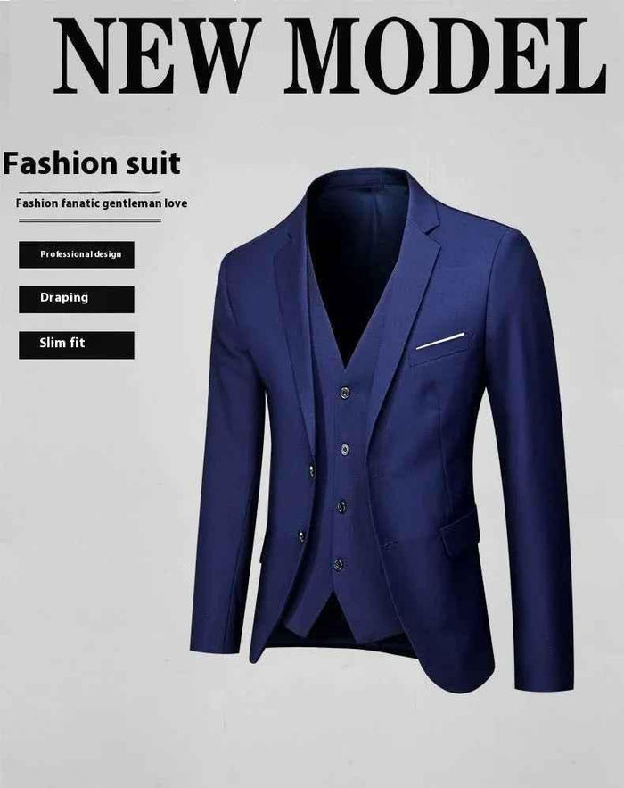 Stylish 3Sixty5 men's gray cotton suit outfit set with two-button jacket and matching pants, perfect for formal occasions.