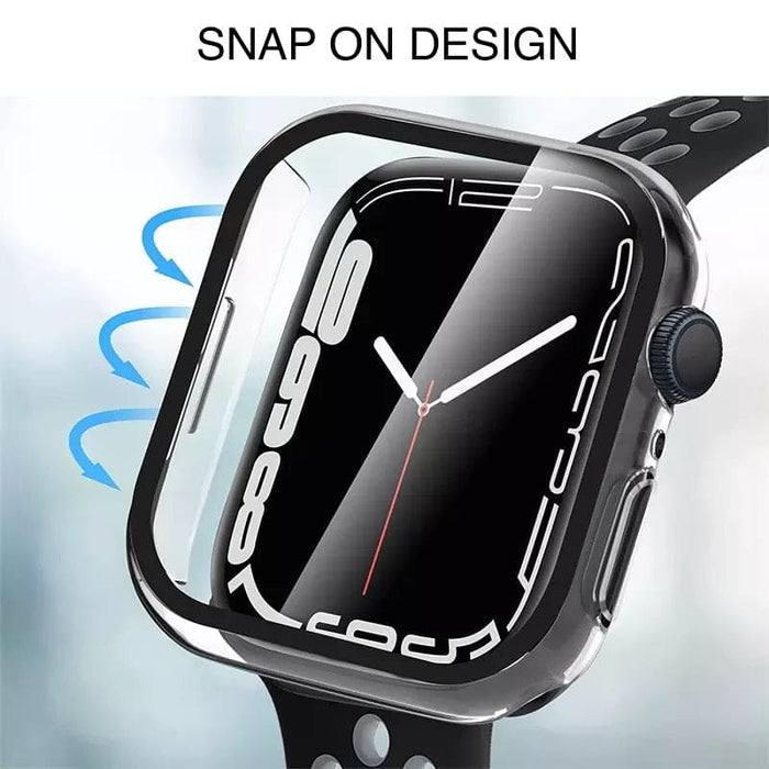 Clear protective case for Apple Watch Series 1 38mm, fits snugly and offers durable protection, shown on the watch in the image.
