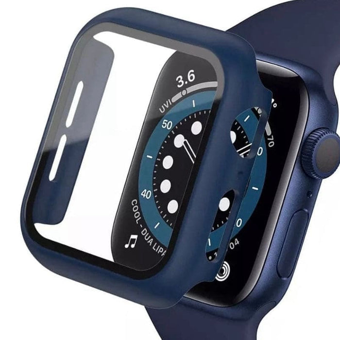 Navy protective case for Apple Watch Series 3 38mm, designed to shield the watch while showcasing its sleek design.