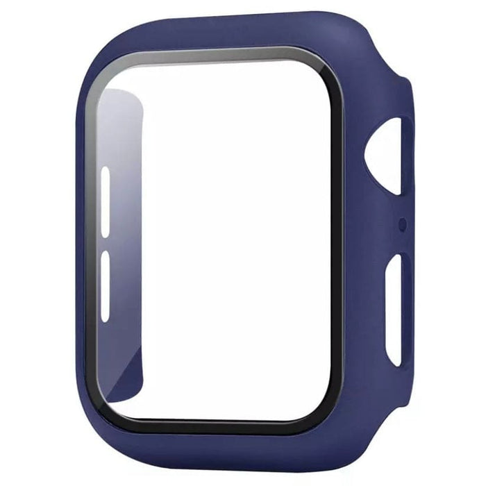 Navy protective case for Apple Watch Series 3 38mm, made by That Watch Shop, shown on a watch with the case fitted.