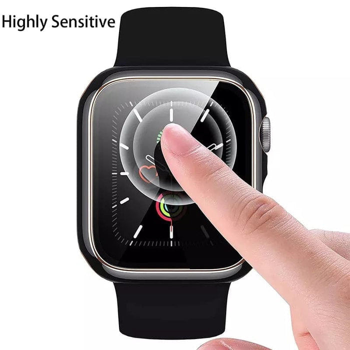 Black protective case for Apple Watch Series 7 45mm, designed to shield the smartwatch from scratches and impacts.