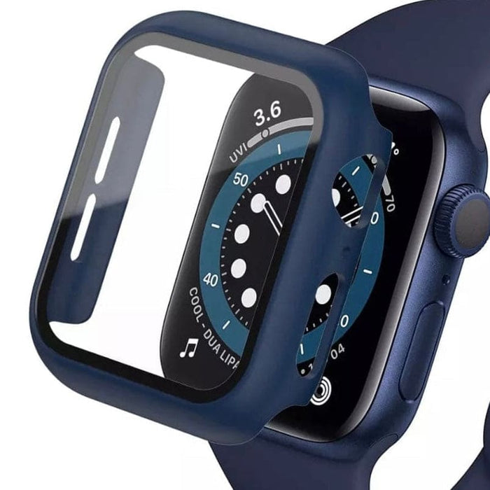 Protective case for Apple Watch Series SE 2nd generation 40mm, black silicone cover showing front and side view.