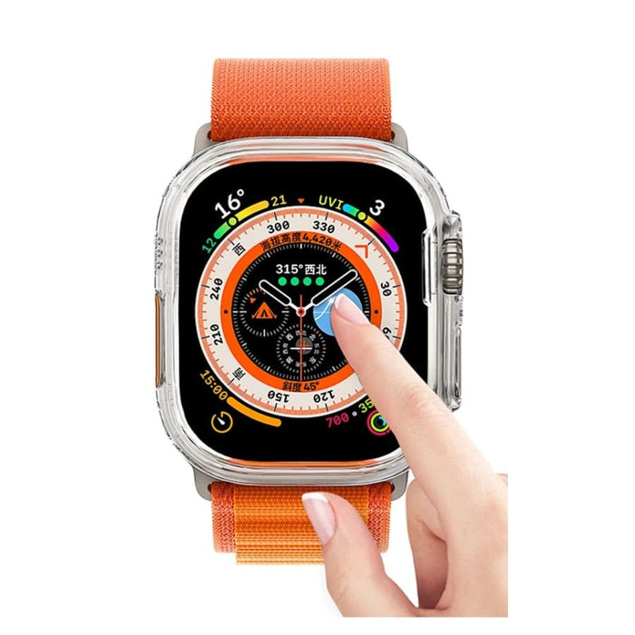 Clear protective case for Apple Watch Ultra, designed by That Watch Shop, showcasing a transparent, durable watch case covering the device.