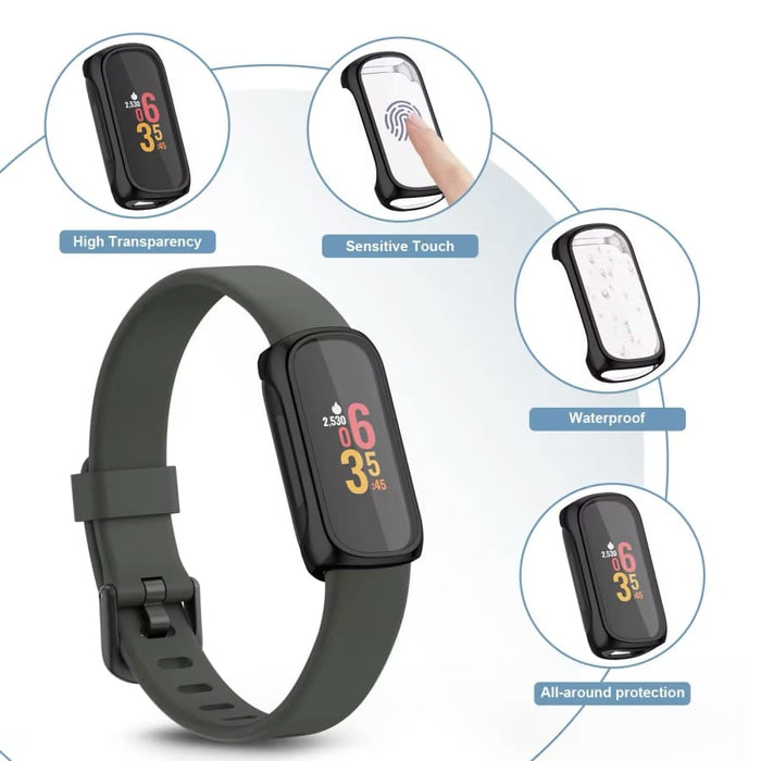Silver protective case for Fitbit Inspire 3 fitness tracker, lightweight watch case offering durable protection.