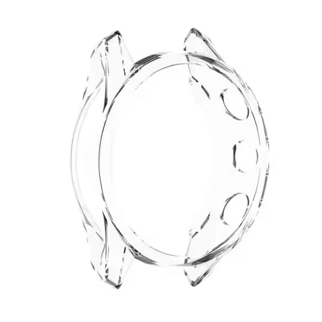 Transparent protective case for Garmin Approach S62 watch, showcasing clear, durable coverage and precise fit for the device.