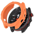 Orange protective watch case for Garmin Approach S70 42mm, designed to shield and protect the watch from scratches and impacts.