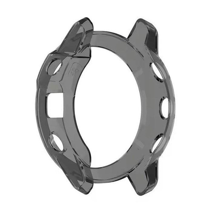 Translucent gray protective case for Garmin Enduro watch, designed by That Watch Shop, offers durable coverage and style.