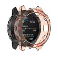 Pink protective case for Garmin Enduro smartwatch, made by That Watch Shop, shown on the watch in this image.