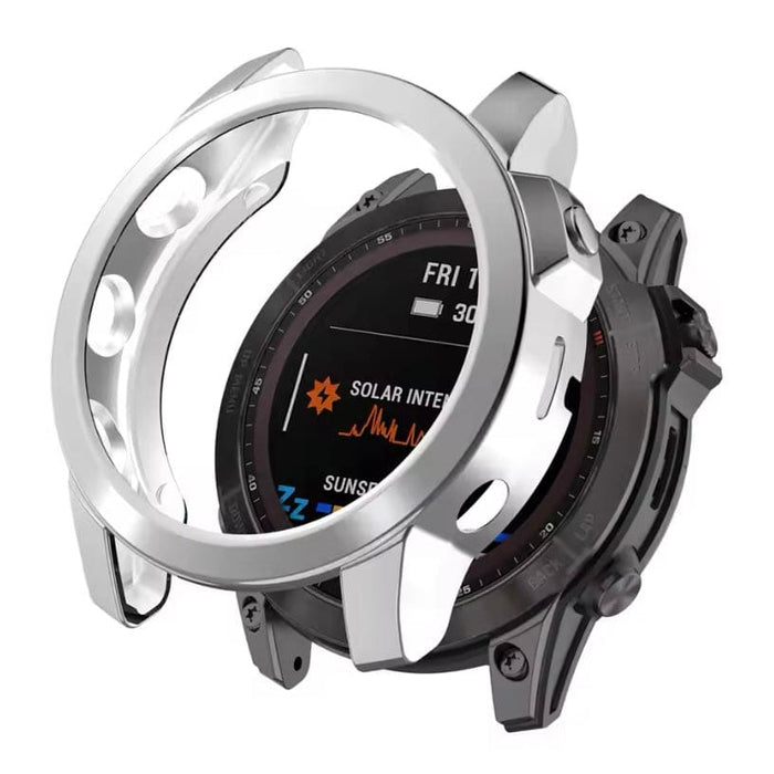 Silver protective case for Garmin epix Pro Gen 2 42mm watch, designed to safeguard the watch with a durable cover.