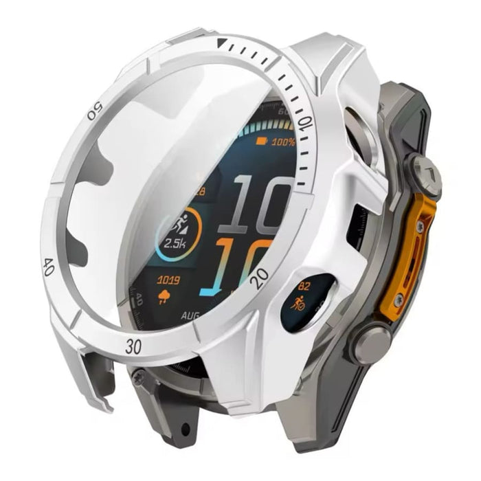 Silver protective case for Garmin fenix 8 51mm series watch, durable bezel cover from That Watch Shop.