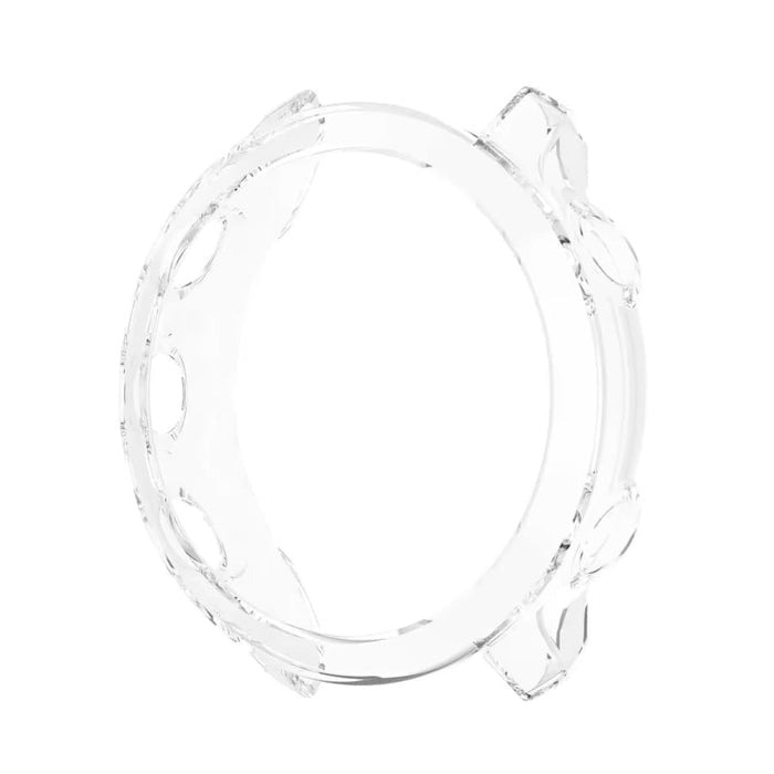 Transparent protective case for Garmin Forerunner 158 watch, made by That Watch Shop, shown fitting the device securely.